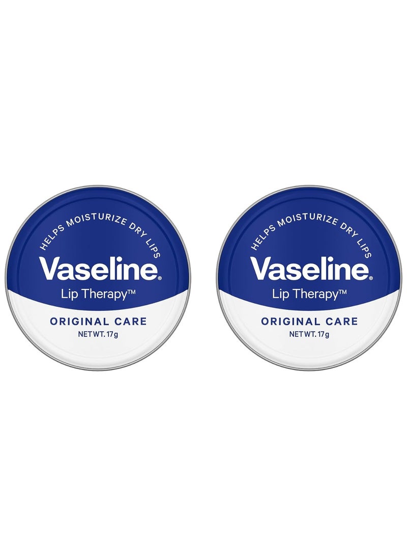 فازلين مرطب شفاه فازلين الأصلي للعناية بالشفاه، 17 غرام | غني بفيتامين هـ لترطيب وتغذية الشفاه الجافة. (عبوة من قطعتين)، شفاف - Image 1